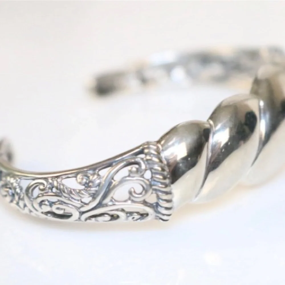 NEW Carolyn Pollack Sterling Silver Statement Scroll Wide Bracelet in the Box
